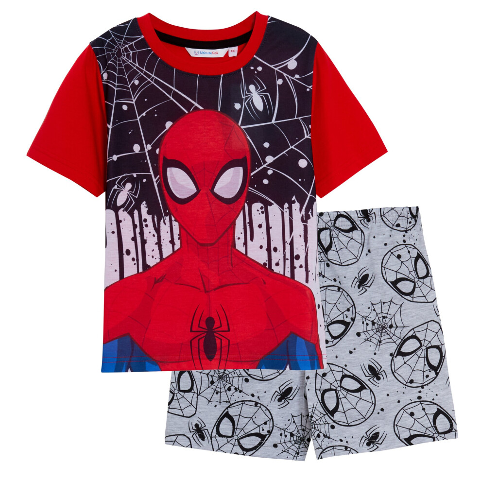 (7-8 Years) Boys Spiderman Short Pyjamas Kids Marvel Shortie Pjs Set For Boys Nightwear Set