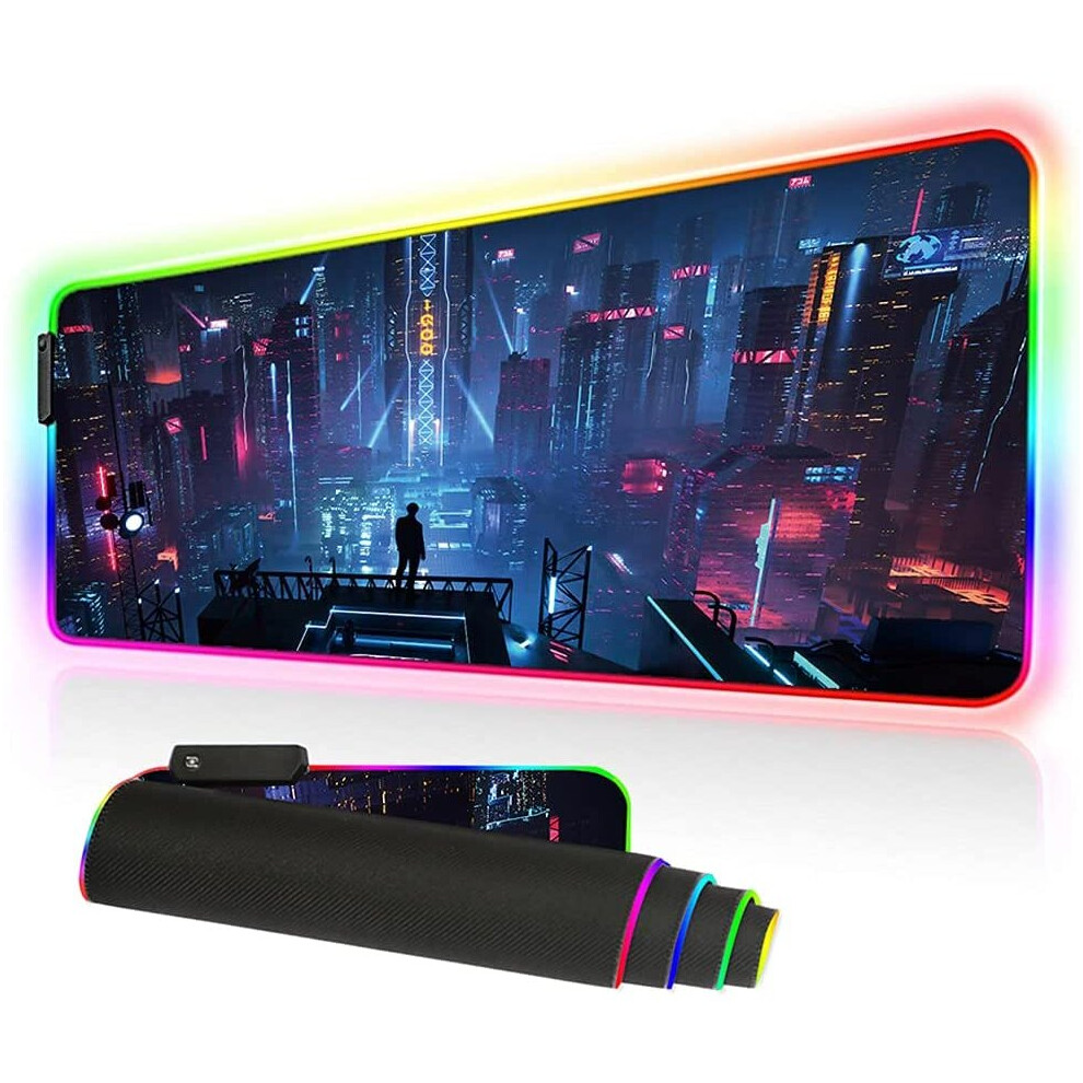 RGB Gaming Mouse Pad Large - Soft RGB Mouse Mat Oversize Glowing Led Extended Mousepad, USB Powered Computer Keyboard Mouse...