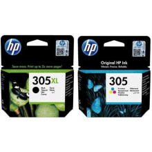 Original HP 305XL High Capacity Black + 305 Standard Capacity Colour Ink Cartridge Multipack (3YM62AE & 3YM60AE) HJ8U