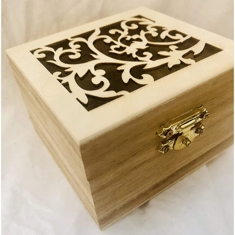 Small handmade wooden box with carving