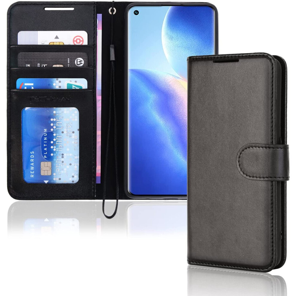 TECHGEAR Leather Wallet Case for Oppo Find X3 Neo 5G, Flip Protective Case Cover with Wallet Card Holder, Stand & Wrist Strap -...