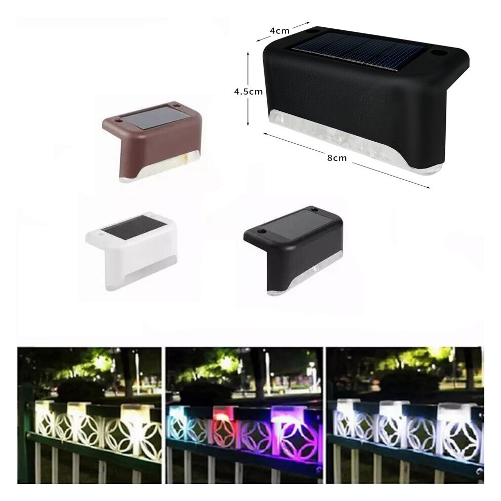 (White Shall-Multicolor) 4X LED Solar Deck Lights Outdoor Waterproof LED Steps Lamps for Stairs Fence