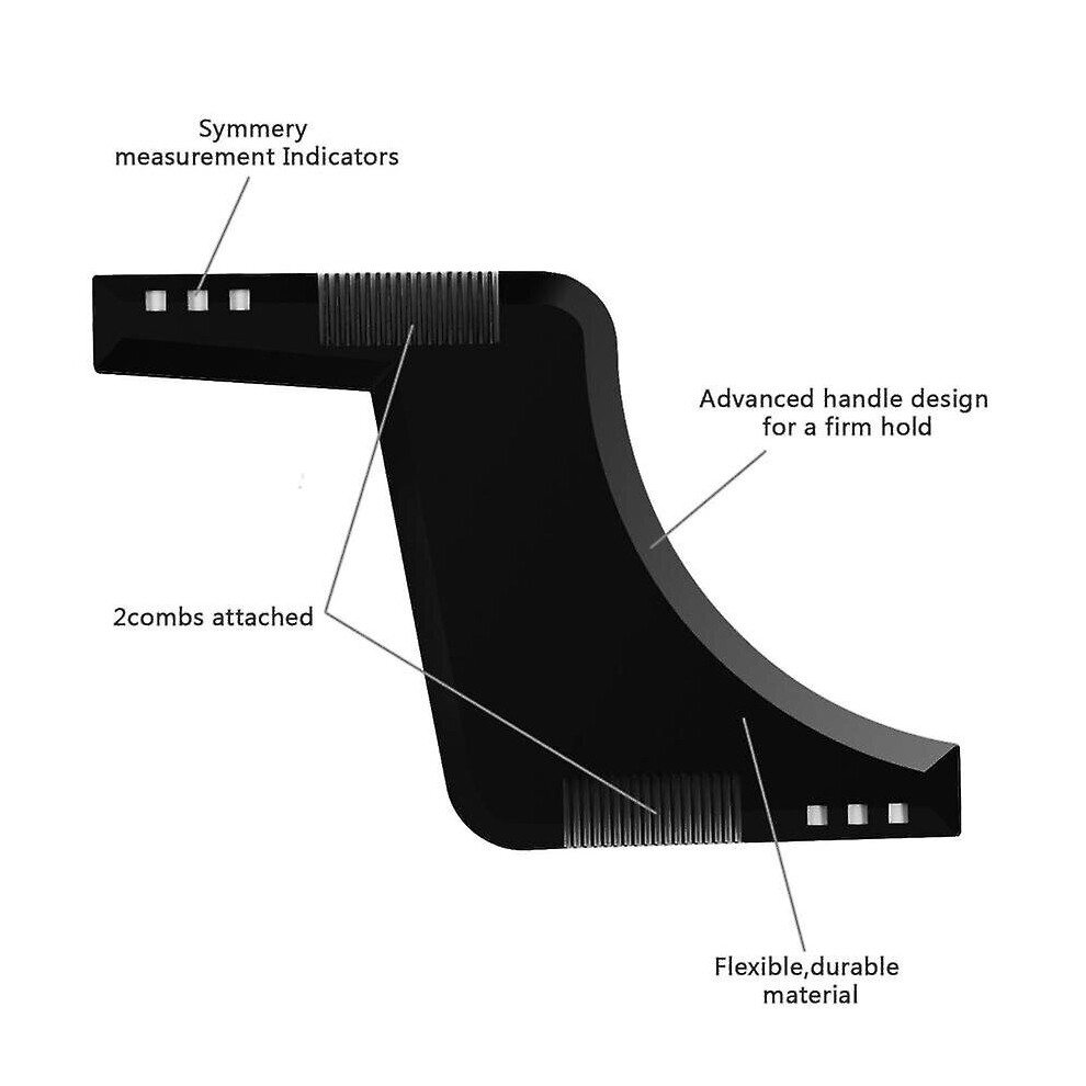 Unisex Black (Black) 2 Pack Beard Shaping Comb Symmetric Beards Shaper Styling Trim Template Facial Hair Grooming Tool
