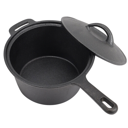 Living And Home Cast Iron Deep Pan Saucepan Cookware Stew Pot Frying Cooking Kitchen with Lid 1