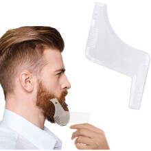 (Transparent) 2 Pack Beard Shaping Comb Symmetric Beards Shaper Styling Trim Template Facial Hair Grooming Tool