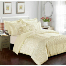 (Beige, Double) Luxury Crushed Velvet SANTIAGO Duvet Cover Bedding