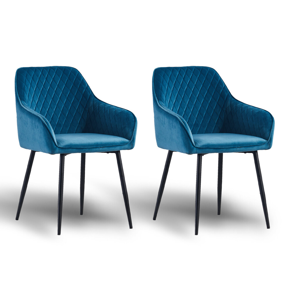 (2PCS, Teal) 1/2X Dining Chairs Velvet Metal Leg Kitchen Chairs