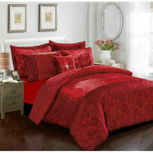 (Red, Super King) Luxury Crushed Velvet SANTIAGO Duvet Cover Bedding
