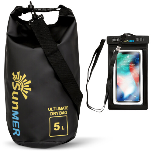 (5L, Black) SUNMER Waterproof Dry Bag with Phone Case