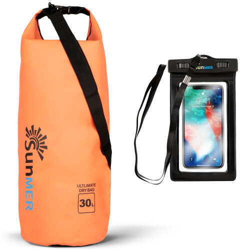 (30L, Orange) SUNMER Waterproof Dry Bag with Phone Case