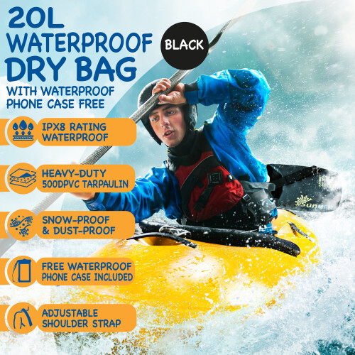 (20L, Black) SUNMER Waterproof Dry Bag with Phone Case 1