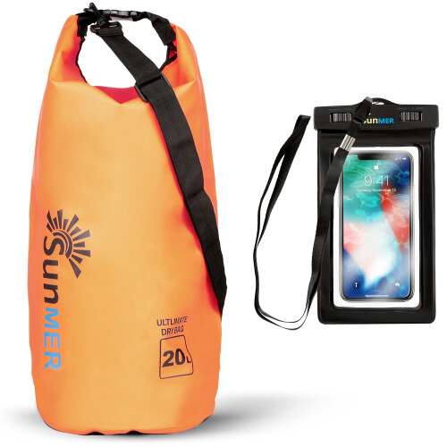 (20L, Orange) SUNMER Waterproof Dry Bag with Phone Case