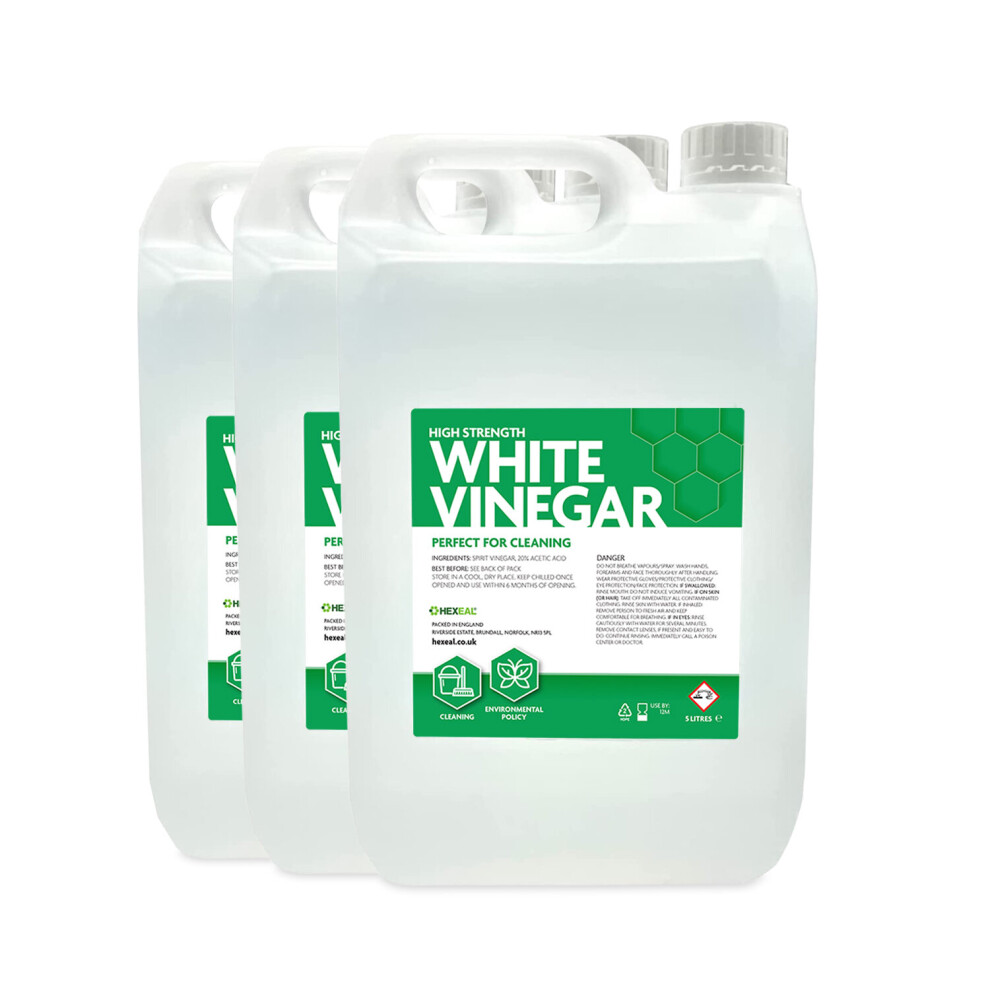 Hexeal HIGH STRENGTH WHITE VINEGAR | 15L | Cleaning - Grease remover, Surface cleaner, Floor/Window cleaner