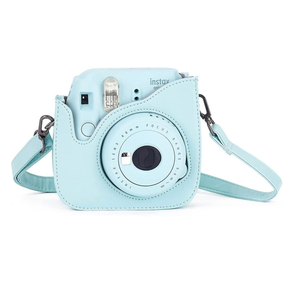 ( Blue) Instant Camera Bag Protective Bag Holder Leather Carrying Case With Shoulder Strap For Fujifilm Instax Mini8/9 Light/Blue 760932864155