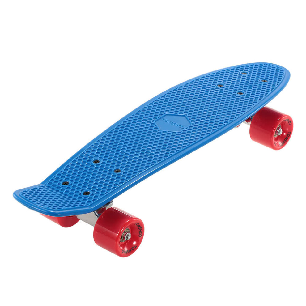 (Blue) 22 Inch Skateboard Cruiser Board PU Wheels Skate Complete Deck