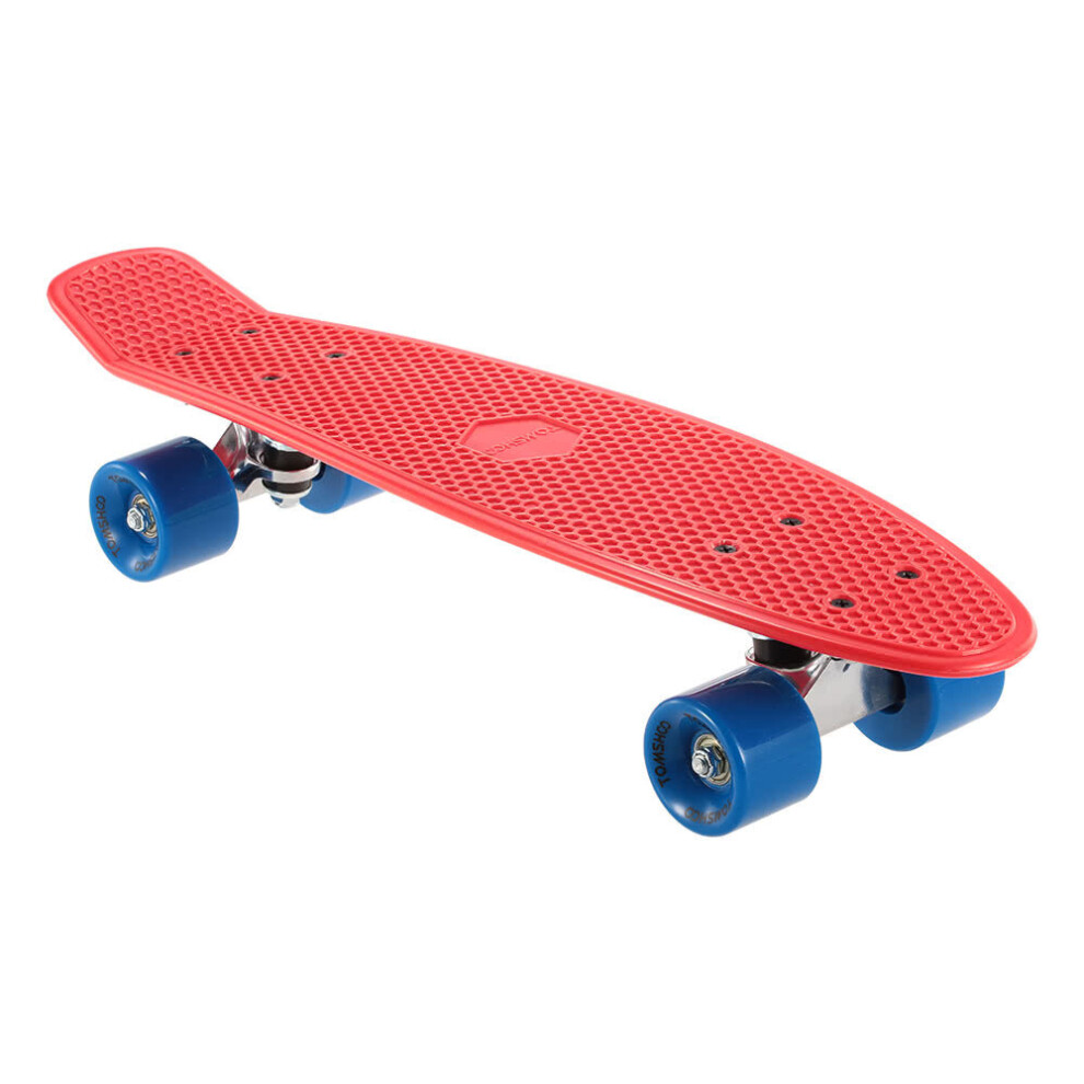 (Red) 22 Inch Skateboard Cruiser Board PU Wheels Skate Complete Deck