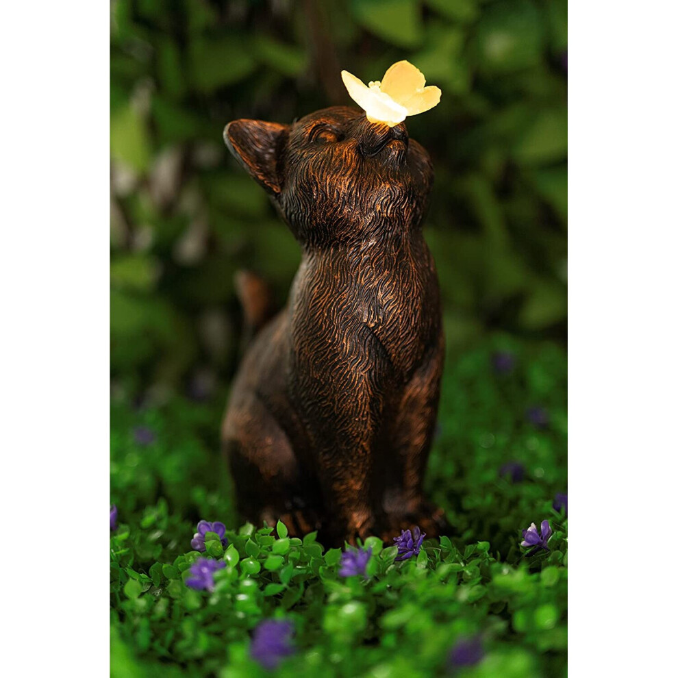 Solar Cat Garden Ornament, LED Butterfly Kitten Statue is Weatherproof