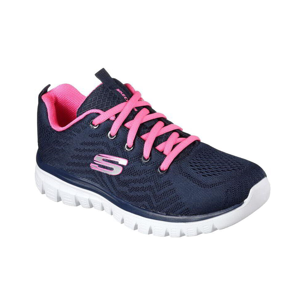 (Navy Hot Pink, UK 6) Skechers Graceful Get Connected Womens Ladies Wide Fit Running Shoes Trainers