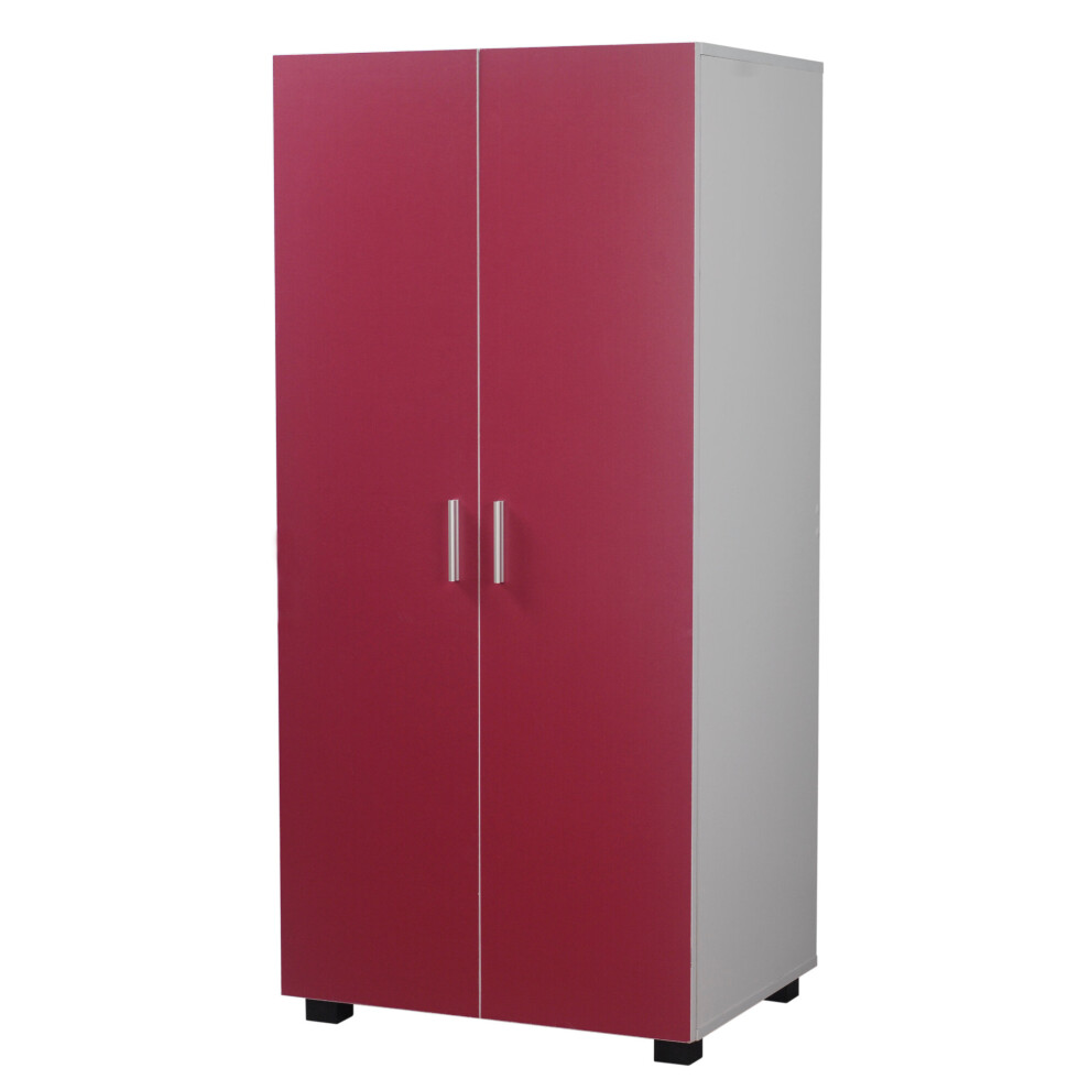 Urbn Living (Pink) Wooden 2 Door 2 Drawers Kids Wardrobe Hanging Bar