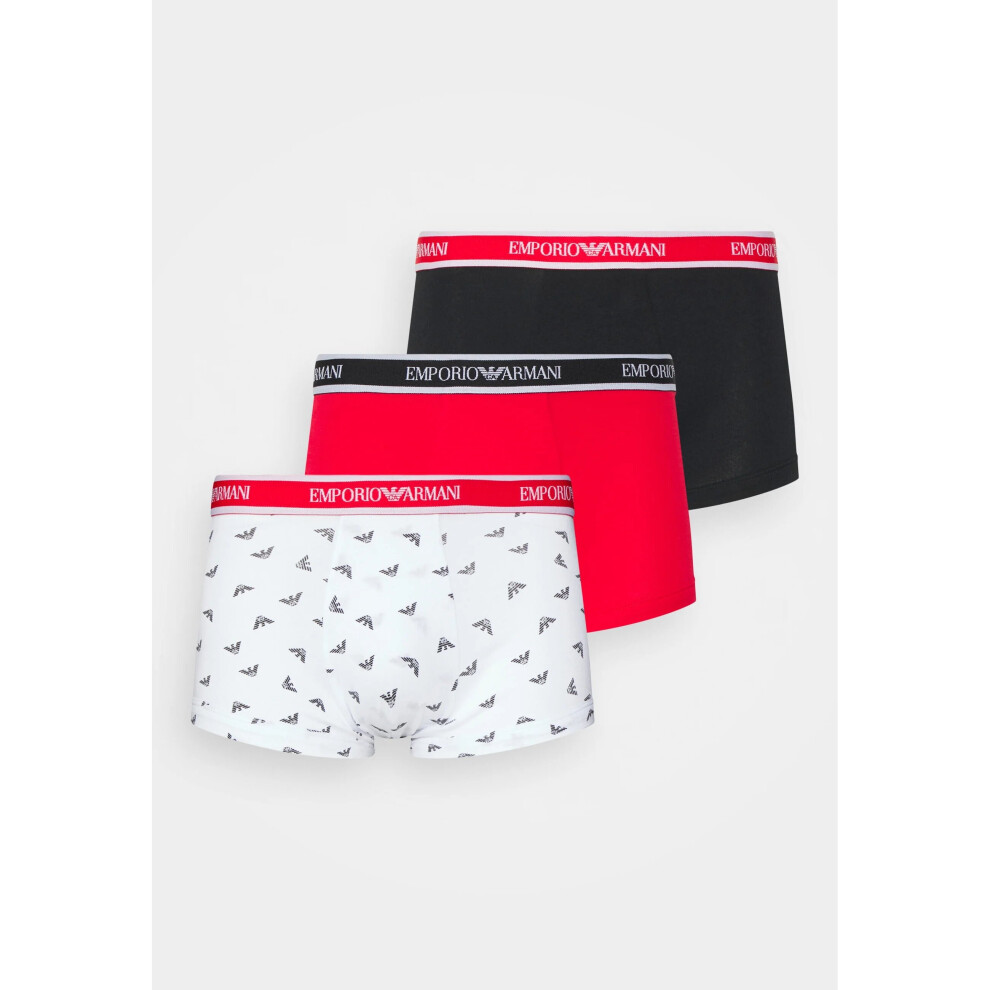 (L) Emporio Armani 3 Pack Trunks - Stretch Cotton with Core Logo-RBW