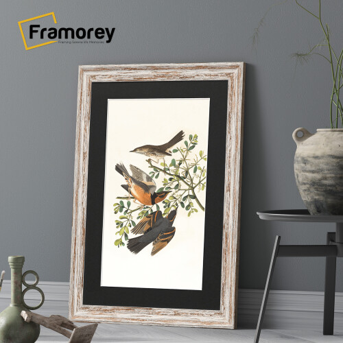 (A4  Pic (A3 Frame)) White Vintage Distressed Effect Picture Frame, Wall Hanging Photo Frames, Home Décor Frame With Black Mount 1