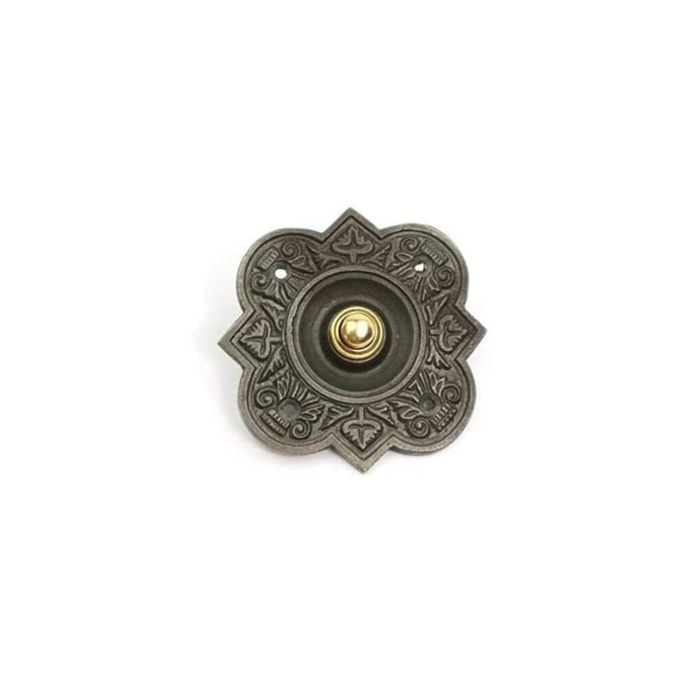 Doorbell Push Button Quatrefoil Design Two Wired Cast iron Easy Installation