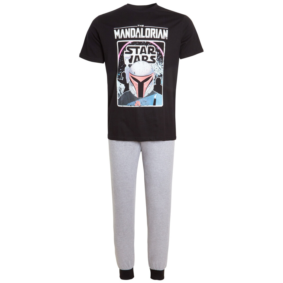 (XL) Mens Mandalorian Pyjamas Boba Fett Pjs Teens T-Shirt + Loungepants Star Wars Set