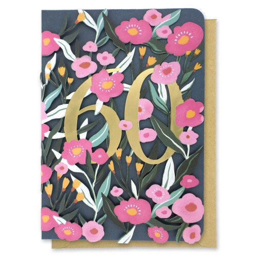 Paper Cut Art 60th Floral Laser Cut Birthday Greeting Card By Alljoy