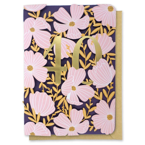 Paper Cut Art 40th Floral Laser Cut Birthday Greeting Card By Alljoy
