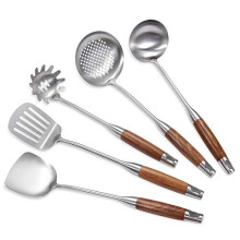 YFWOOD Kitchen Utensils Set, 5-Part Kitchen Utensils Set Stainless Steel Spatula Set Skimmer Spoon Pasta Spoon Wok Spatula Serving Spoon Lad