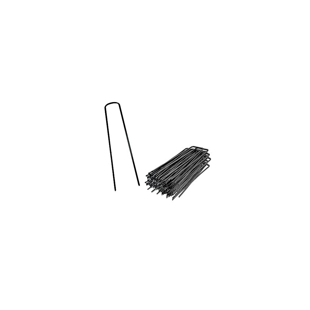 BECHOICEN Garden Pegs Stakes for Netting Control Membrane Securing Lawn U-Shaped Nail Pins Tent Pegs Metal for Artifical Grass, Black paint.