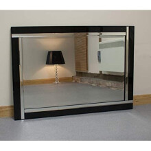 Barcelona Trading Alison Black Glass Framed Rectangle Bevelled Wall Mirror 40" x 28" Very Large