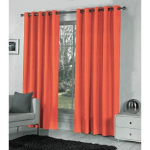 Curtains and Voiles Pair Of Plain BRIGHT ORANGE Eyelet Ring Top BLACKOUT DIMOUT 55" wide x 72" drop