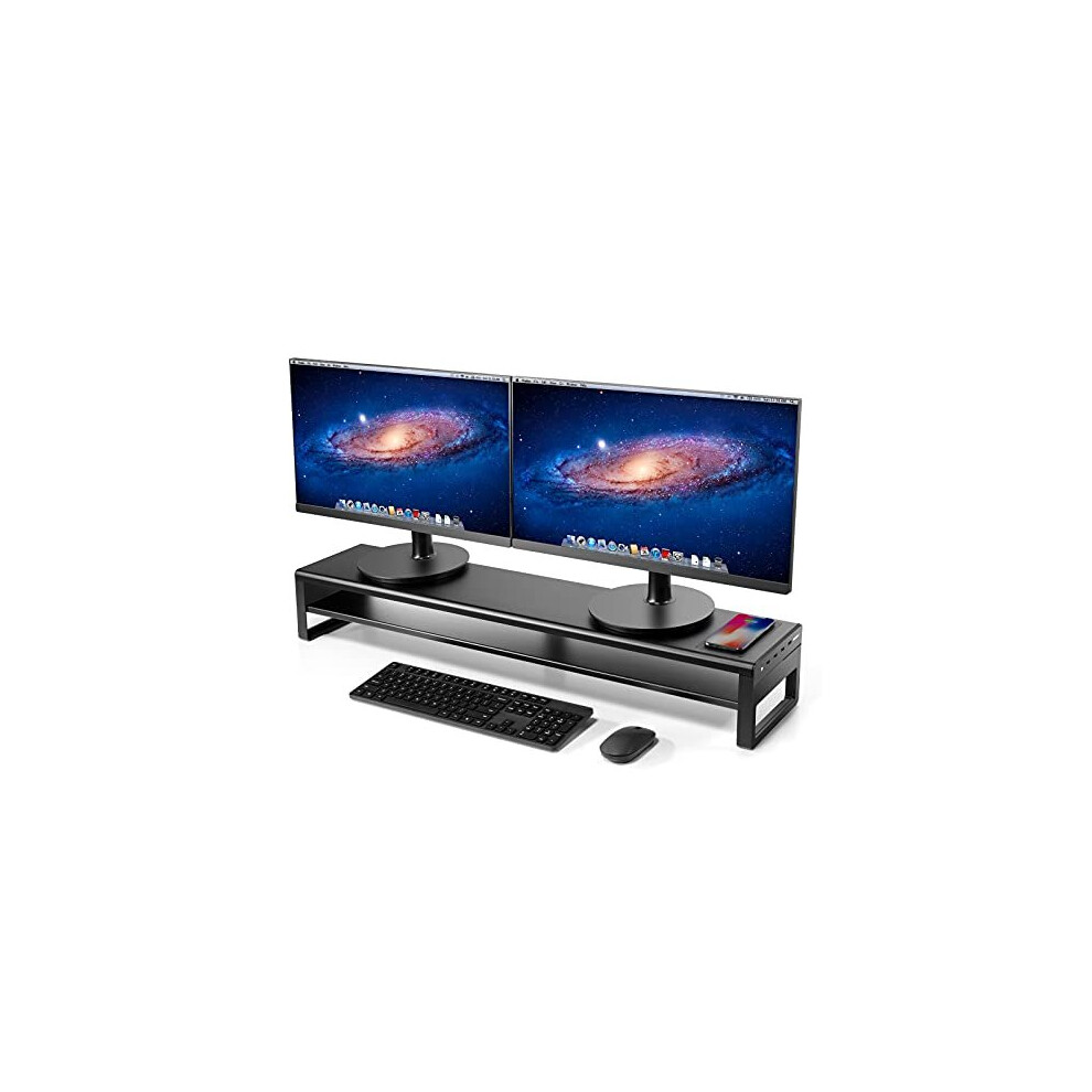 Vaydeer 2 Tiers Dual Monitor Stand Aluminum Monitor Riser With Wireless Charging And 4 Usb 3.0 Hub Ports Metal Strong&Sturdy For Pc Monitor Lapto 769044827904