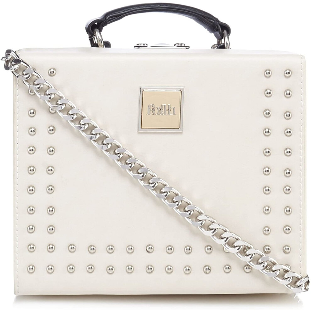 Faith Womens Off White Studded Cross Body Bag