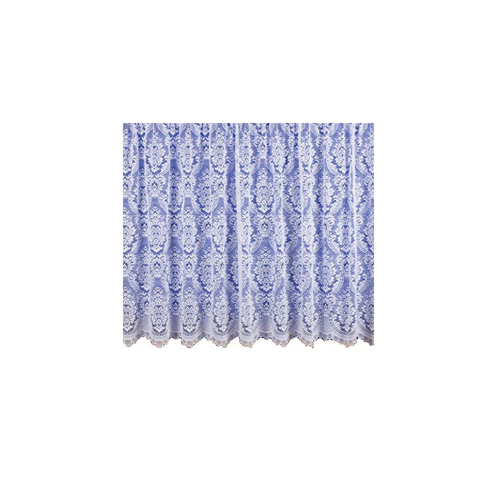 Kent White Traditional Victorian Lace/Thick/Heavy Net Curtain Damask Effect 72" Inch (182Cm) Drop. Sold By The Metre.