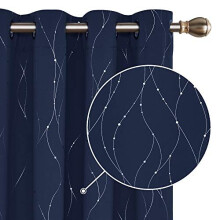 Deconovo Thermal Insulated Blackout Curtains Energy Saving Decorative Room Darkening Curtains Nursery Curtains for Kitchen 52 x 72 Inch Navy