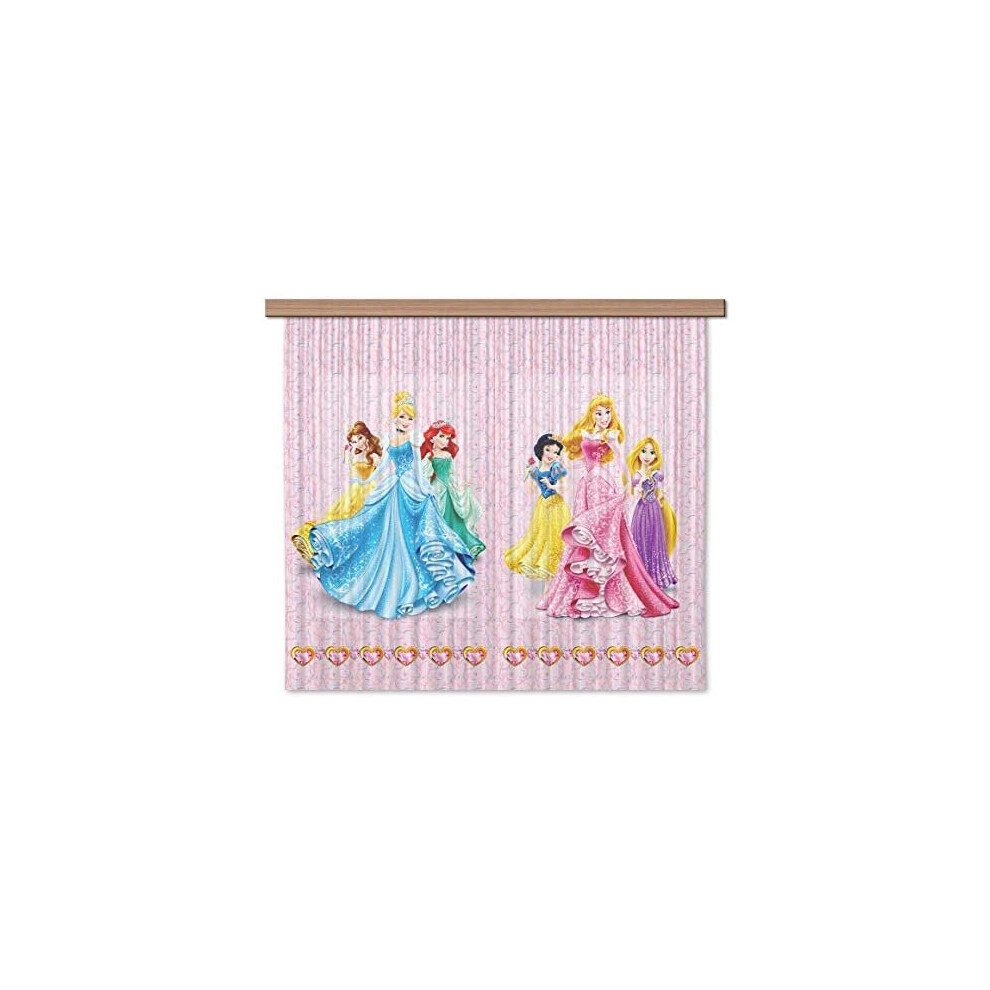 Disney AG Design Princess Kids Curtains/3D Photo Print, Polyester, Multi-Colour, 180 x 160 cm