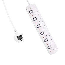 Shoze 6 Gang Extension Lead with Switches Mains Extension Lead 2m Plug Extension Power Strip Surge Protected Socket 13A UK Plug