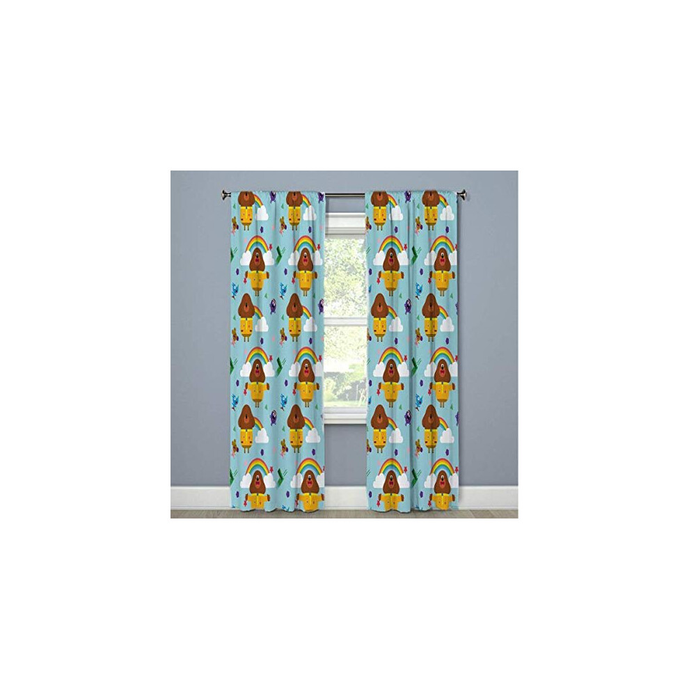 Hey Duggee Hug Eyelet Curtains - 66" Wide x 72" Drop - Duggee Rainbow Design - Polycotton