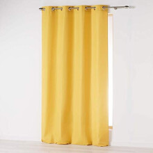 Douceur d'Intérieur Absolu Microfibre Curtain with Eyelets, Plain, Polyester, polyester, mustard yellow, 140 cm x 260 cm