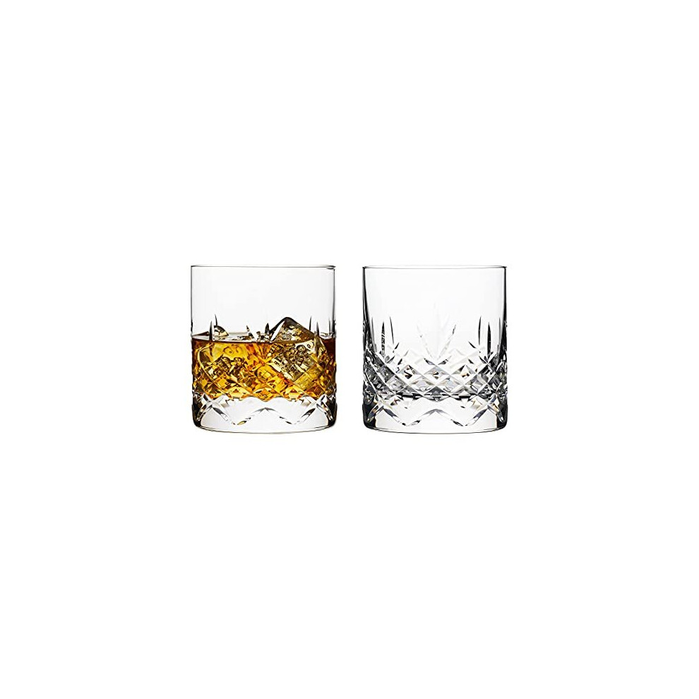 Hemswell Crystal Whisky Glasses Set of 2 Wicklow Whisky Tumblers 11oz with Satin Lined Presentation Box | Whiskey Glass Tasting Gifts for Me