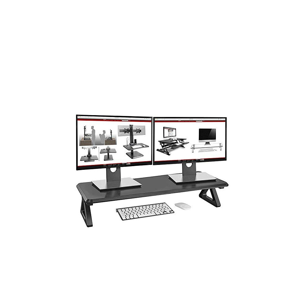 Duronic Monitor Stand Riser Dm06-2 | Laptop And Screen Stand For Desktop | Mdf | Support For A Tv Screen Or Pc Computer Monitor | Ergonomic Black 5060184209496