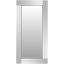 Large Silver Bevelled Modern All Glass Wall Mirror 5Ft8 X 2Ft9 174cm X 85cm