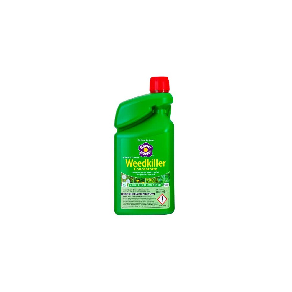 Flower Power Richard Jackson Double Action Weedkiller Concentrate, Glyphosate-Free Bio-Degradable, Fast Acting, Destroys Tough Weeds, Targets Lea
