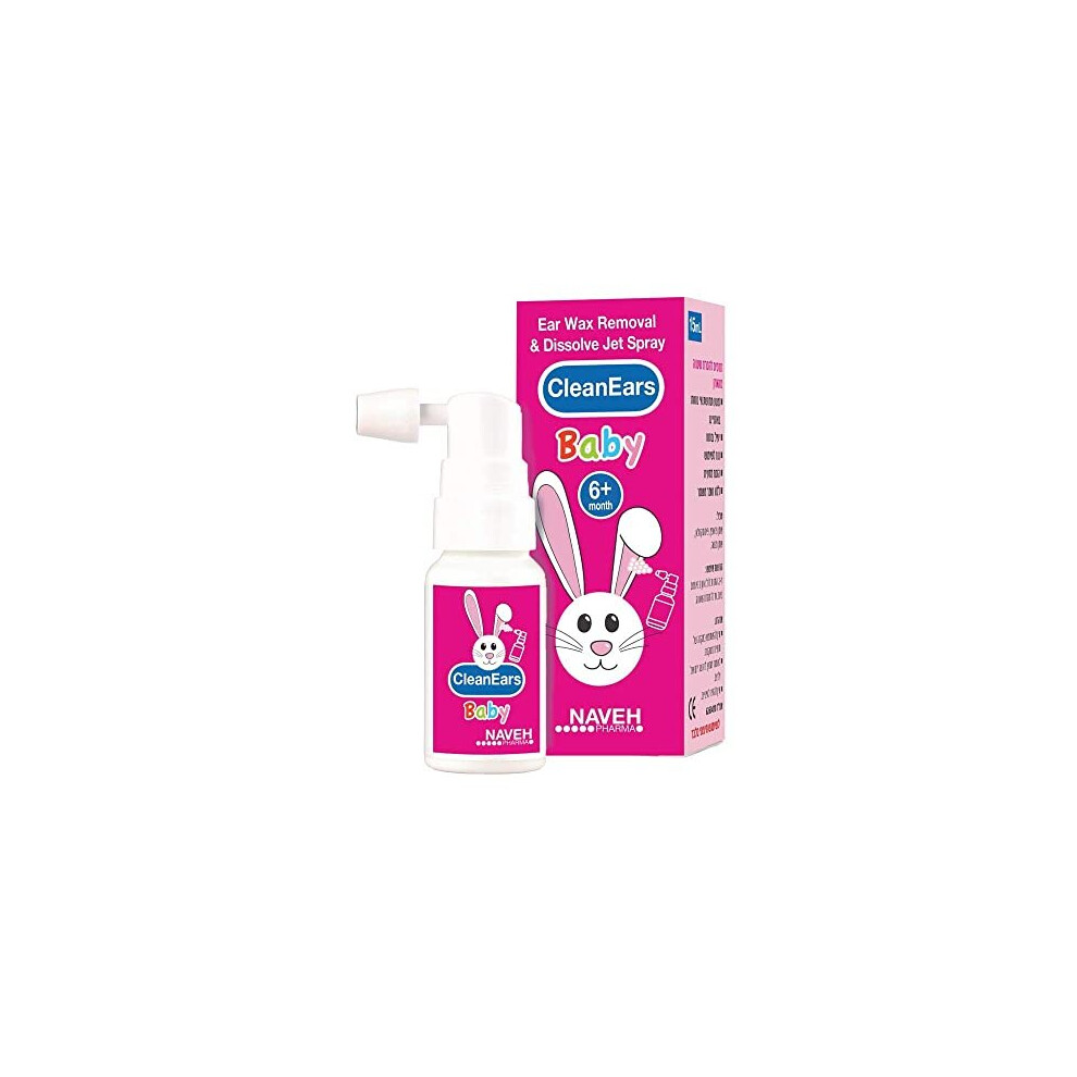 Naveh Pharma Cleanears Baby Earwax Removal Spray Ear Wax Softener Cleaner Ear Irrigation And Wax Dissolution All-Natural Patented Formula Non