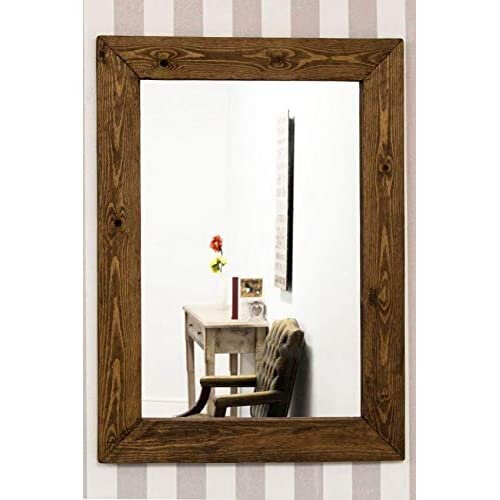 MirrorOutlet Large Rustic Solid Wood Wall Mirror 3Ft2 X 2Ft6 (96cm X 76cm), 93x68 1