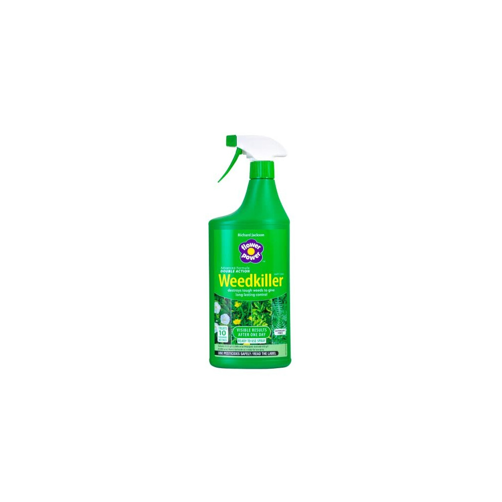 Richard Jackson Flower Power Double Action Weedkiller, Ready to use Spray. Glyphosate-Free Bio-Degradable, Fast Acting, Destroys Tough Weeds, Tar