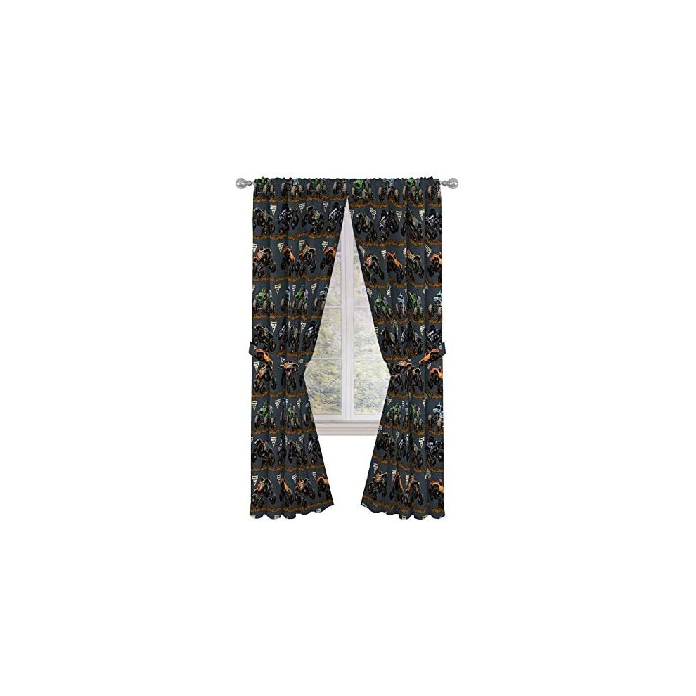 Monster Jam Tracks 84" Inch Drapes - Beautiful Room Décor & Easy Set Up, Bedding - Curtains Include 2 Tiebacks, 4 Piece Set (Official Monste