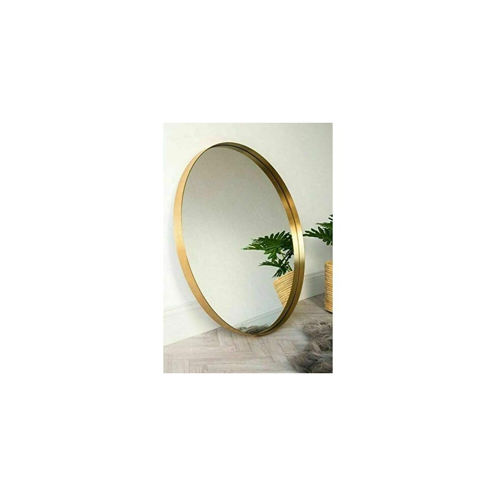 Deenz Large 80Cm Large Round Wall Mounted Mirror Aluminium Frame Bathroom Living Room A Must Have Mirror Very Good Size Gold